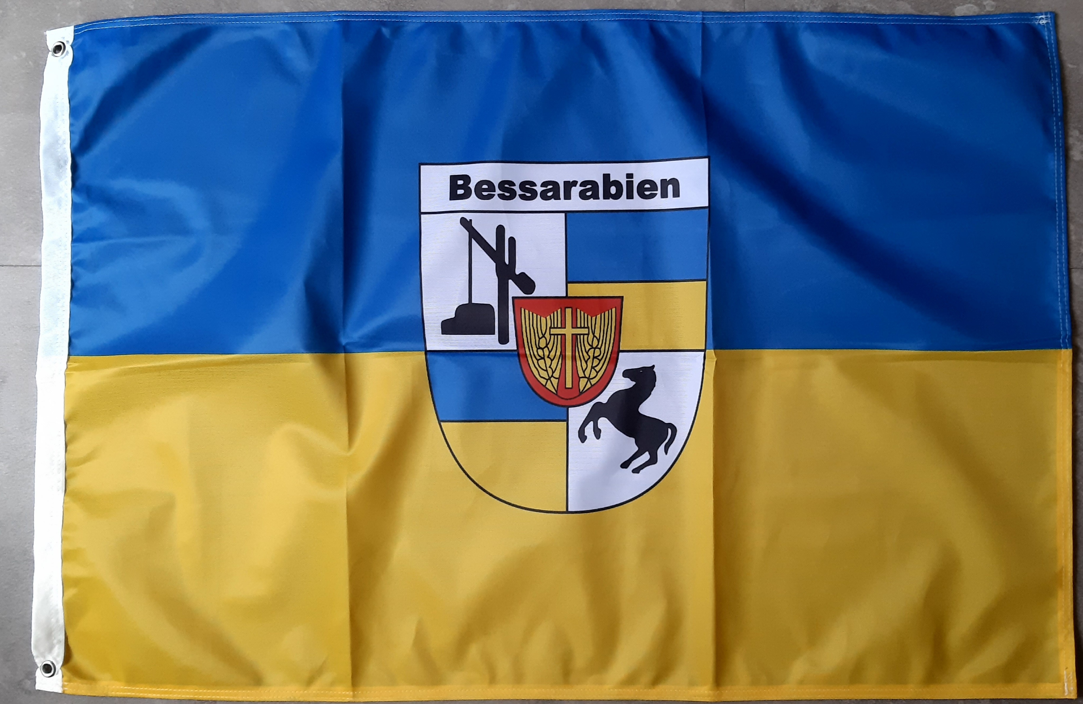 Fahne Flagge mit bess. Wappen, 90 cm x 60 cm (Querformat)