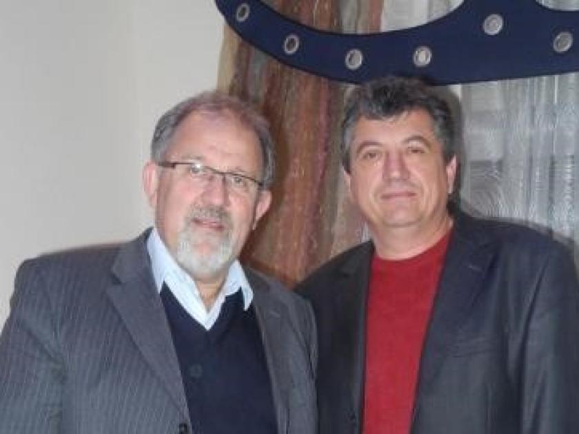 Günther Vossler mit dem Direktor der „Champagne Ukraine“ 